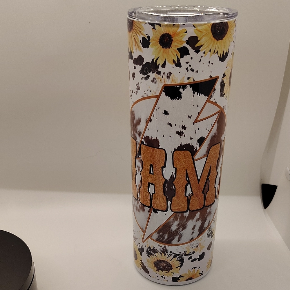 Sunflower Cow Print Mama 20oz Tumbler